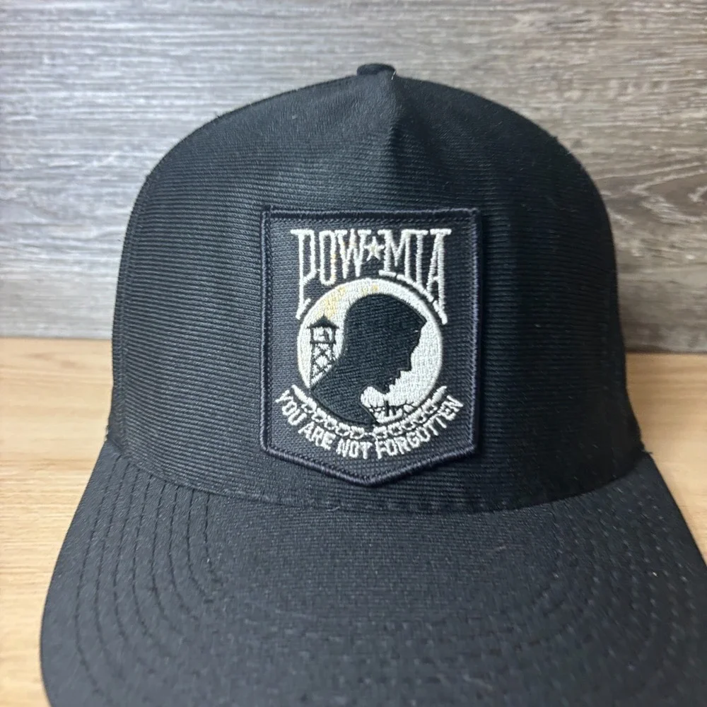 Vintage POW MIA Hat Cap Snap Back Black Trucker Adjustable